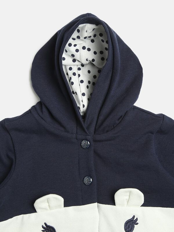 Hooded Fleece Cardigan With Print image number null